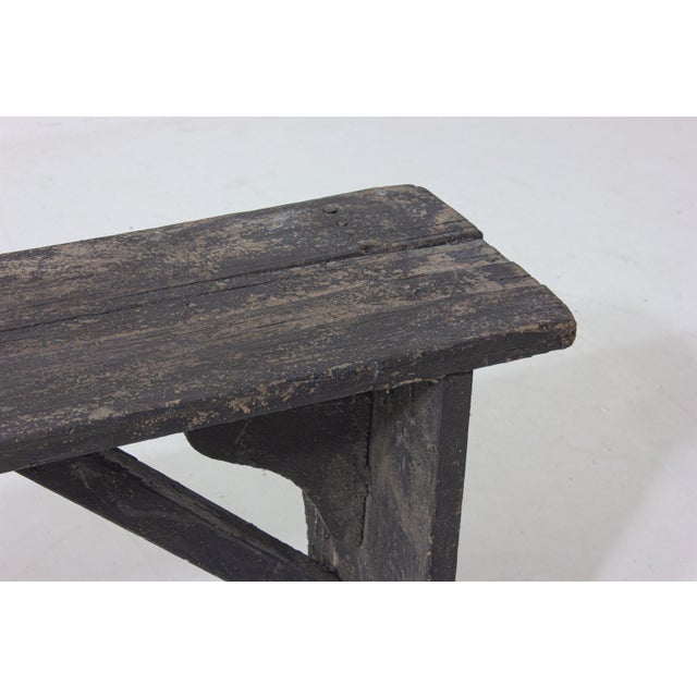 Antique Folk Art Side Bench in Ebonised Wood, 1890s For Sale - Image 5 of 12
