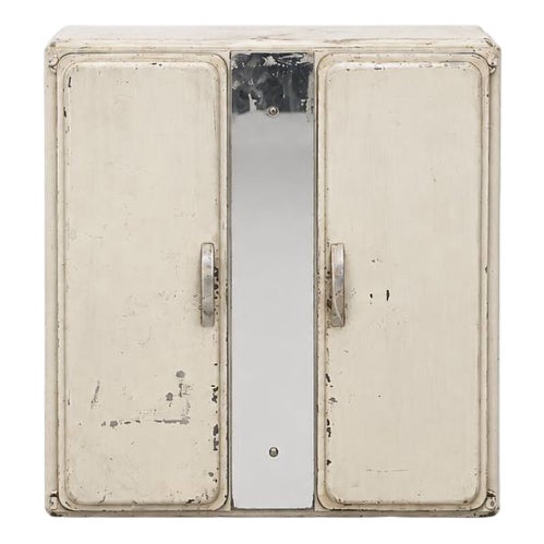 Vintage French Metal Medicine Cabinet, 1940s For Sale