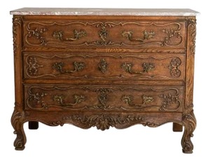 1850s French Louis XV Chest of Drawers With Marble Top