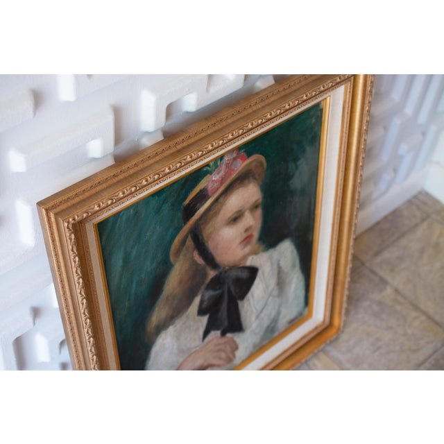 Figurative Antique Original Young Lady Portrait Oil Painting in Gilded Frame For Sale - Image 3 of 8