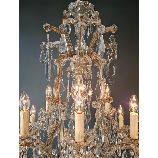 Antique Crystal Chandelier Maria Theresa Style 18th Century Faceted Light Effect For Sale - Image 10 of 11