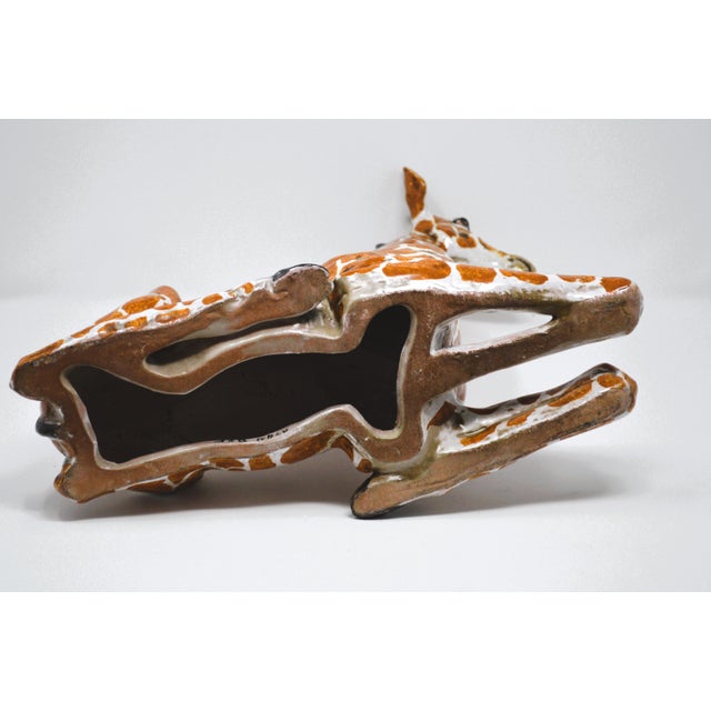 Brown 1970s Italian Terracotta Hand Painted Resting Giraffe Sculpture For Sale - Image 8 of 12