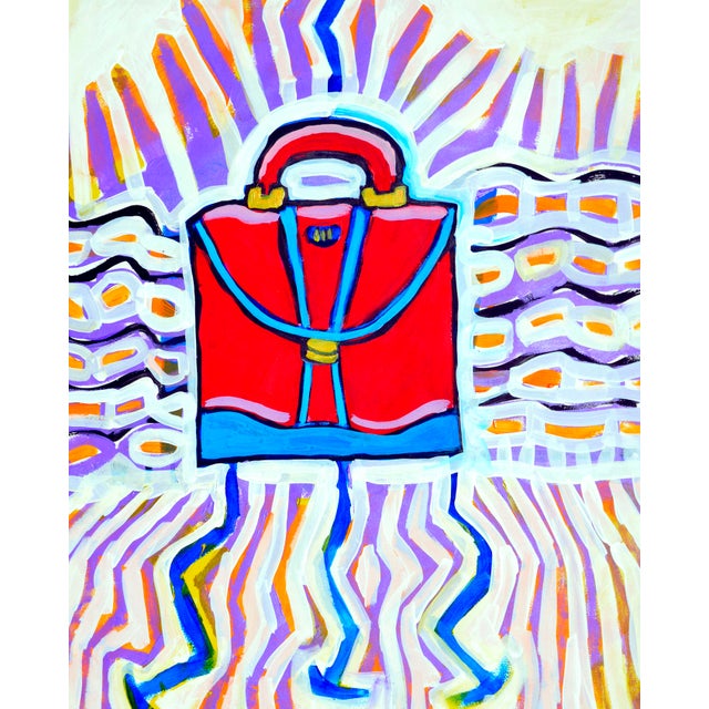 Pop Art Hot Pink Handbag Abstracted Pop Art in Acrylic on Paper by Michael William Eggleston For Sale - Image 3 of 5