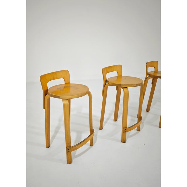 Vintage Wooden Stools by Alvar Aalto for Artek, 1970s, Set of 4 For Sale - Image 15 of 18