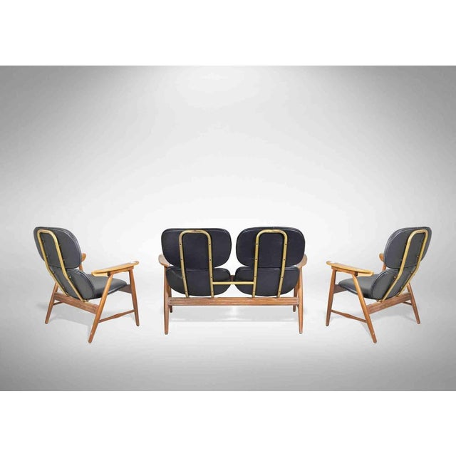 Relax sofa set is a set of three realized by Marco Zanuso (1916-2001) for Poltronova in 1970s. Leather, wood, metal....