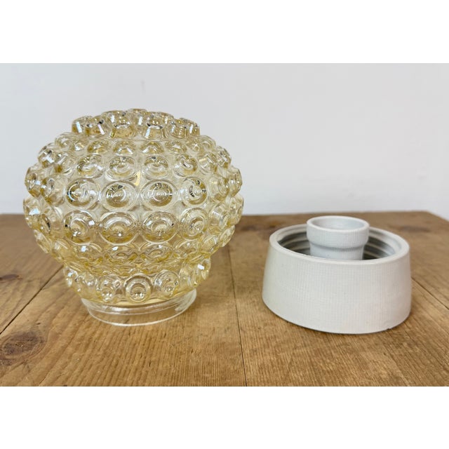 Gold Vintage White Porcelain Ceiling Light, 1970s For Sale - Image 8 of 14