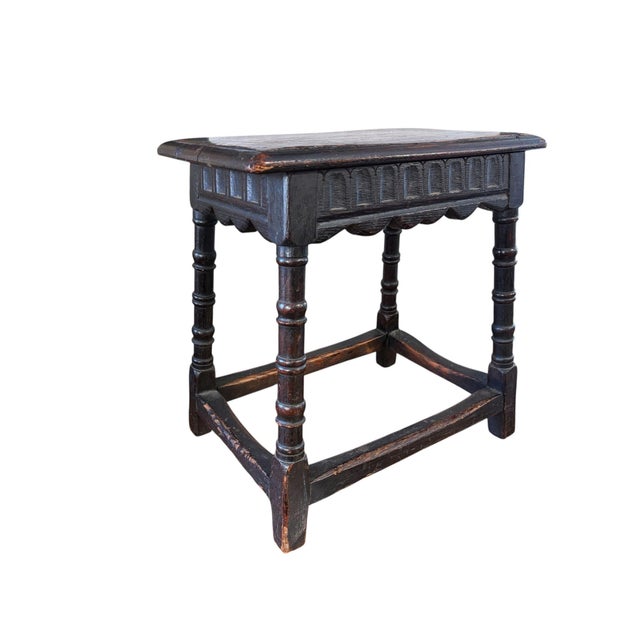 English Antique 19th Century English Oak Joint Stool 19" H For Sale - Image 3 of 9