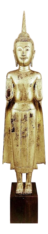 Large 18th Century Gilded Wooden Buddha, Siam