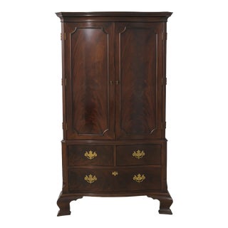 Baker Chippendale Mahogany Bedroom Armoire For Sale