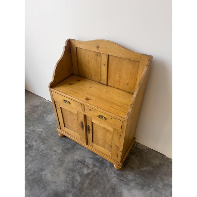 Tan Antique Dutch Pine Cupboard With Gallery Back For Sale - Image 8 of 9