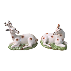 1980s Pair of Porcelain Recumbent Deer