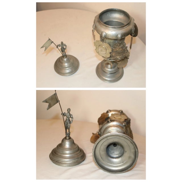 Rare Large Antique 17th Century German Handmade Forged Pewter Lidded Family Urn For Sale - Image 11 of 13