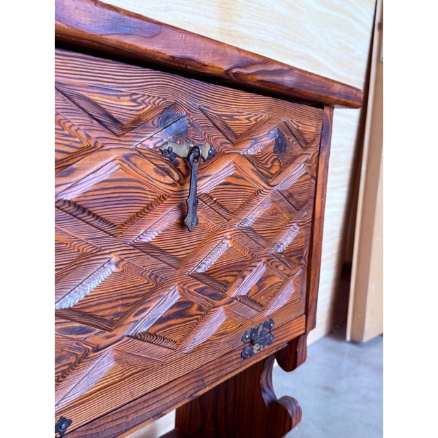 Early 20th Fall front Door rustic console Table with Shelve For Sale - Image 12 of 18