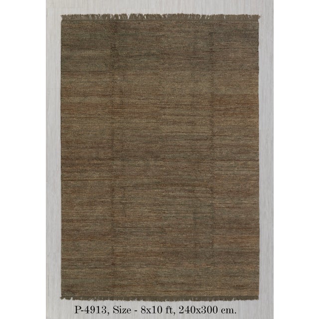 Not Yet Made - Made To Order High Quality Hand Knotted Dark Green Jute Loop Pattern Solid Rug 5x7Ft. For Sale - Image 5 of 12