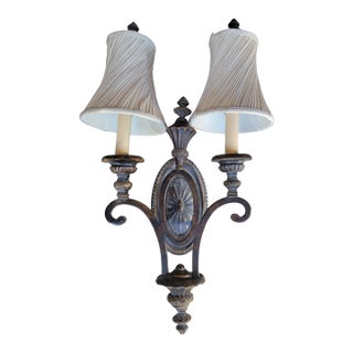 Vintage Iron 2 Arm French Style Wall Sconce Lamp For Sale