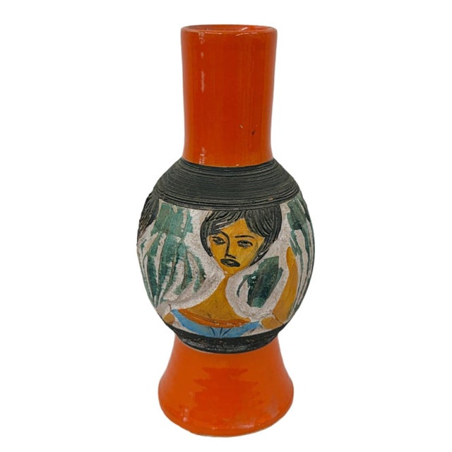 Mid-Century Modern Mid-Century Modern Italian Fratelli Fanciullacci Sgraffito Portrait Vase - 1960s For Sale - Image 3 of 5