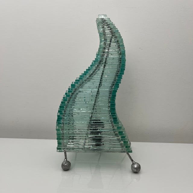 Pyramidal Table Lamp in Vintage Glass For Sale - Image 11 of 15