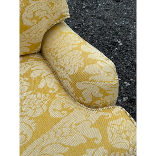 Textile Southwood Yellow Damask Skirted Club Chair For Sale - Image 7 of 10