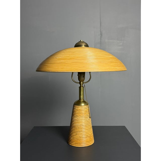 Pencil Reed Rattan Bamboo and Brass Table Lamp, Italy, 1970s For Sale - Image 14 of 17