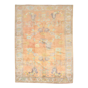 Vintage Zabihi Collection Peach Orange Turkish Anatolian Mermaid Rug