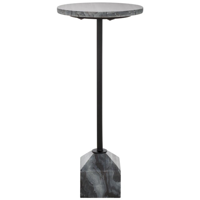 Gray Sumer Marble Drink Table in Grey Marble / Black For Sale - Image 8 of 8