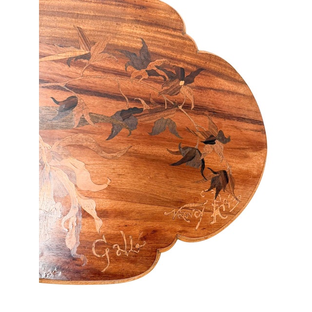 Art Nouveau Walnut Marquetry Side Table by Émile Gallé, France, 1900s For Sale - Image 9 of 10