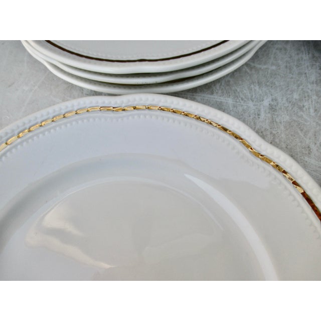 Vintage Ginori ANTICO DOCCIA white molded salad plate set. Softly contoured baroque-style edges with gilt-edge detail....