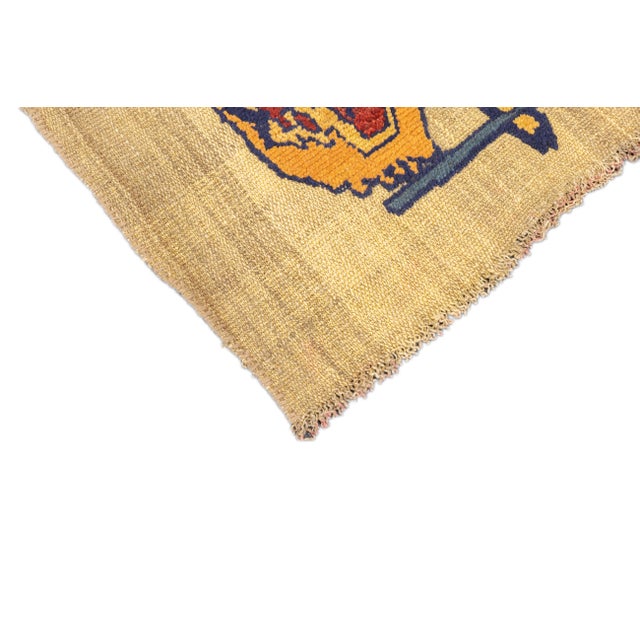 Yellow Antique Handwoven Gabbeh Palas Textile Art For Sale - Image 8 of 12