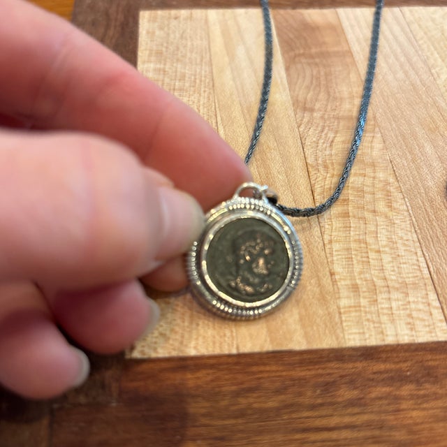 Metal Antique Pendant of Emporer Crispus in Sterling Silver Setting For Sale - Image 7 of 11