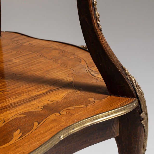 1880-1889 France Rich Walnut Brown Two-Tier Walnut Side Table For Sale - Image 10 of 11