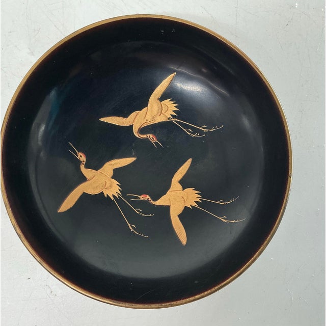 Paint Antique Japanese Gold Decorated Maki-E Laquer Bowl With Lid For Sale - Image 7 of 12