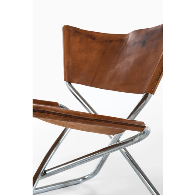 Scandinavian Modern Danish Leather and Steel Z Side Chair by Erik Magnusson for Torben Ørskov, 1968 For Sale - Image 6 of 9