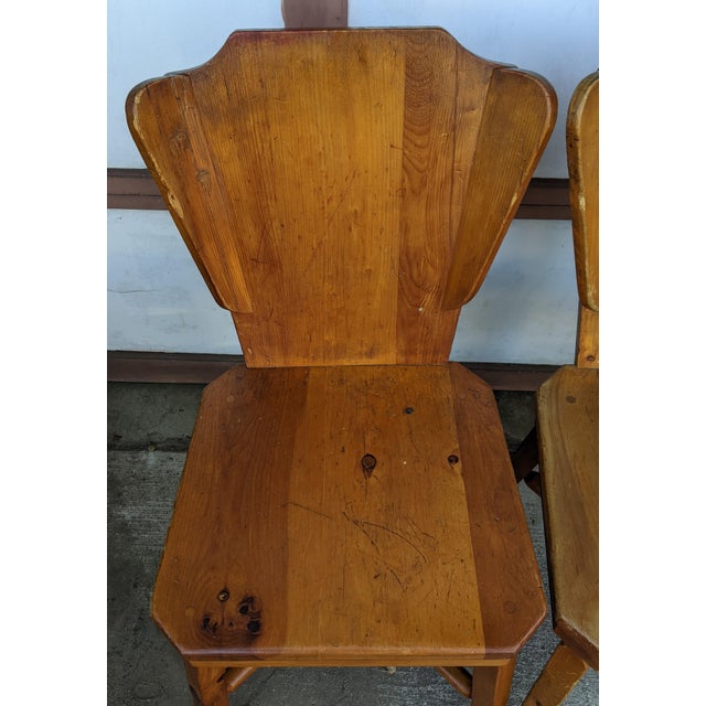 Vintage 1940s Knotty Pine Habitant Mismatched Dining Chairs Set of 4