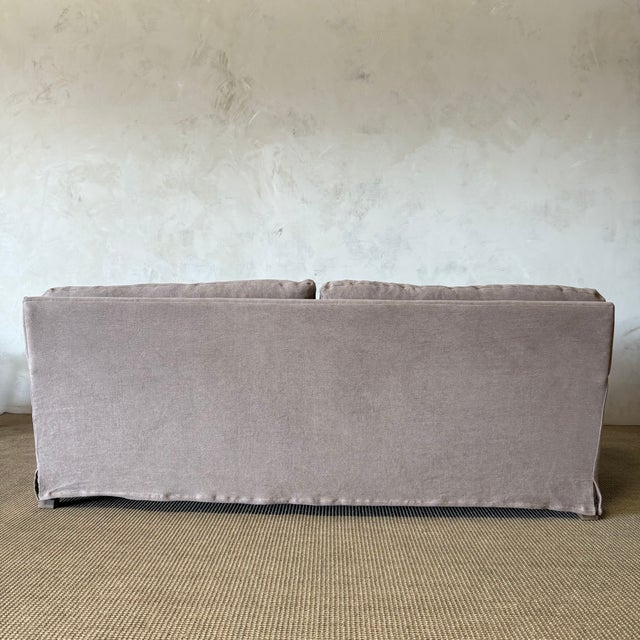 Marion Linen Slipcovered Sofa – Fawn Belgian Linen For Sale - Image 9 of 10