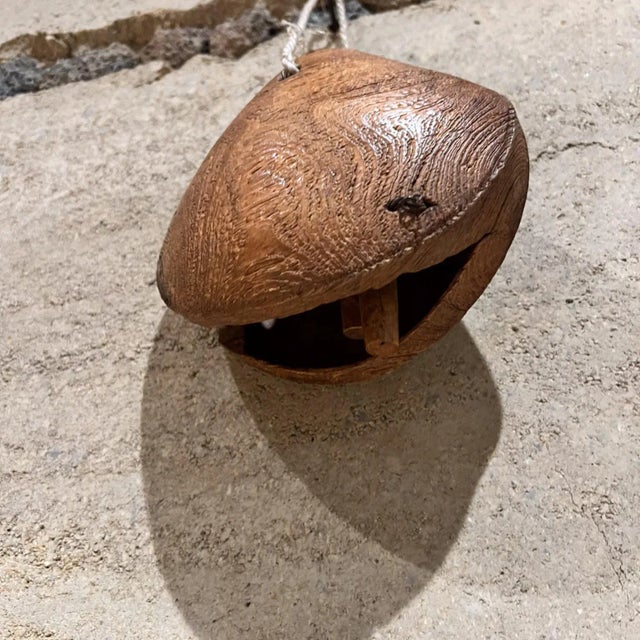 Antique Rustic Cow Bell in Solid Oak, Unattributed, 1930s, Usa For Sale In San Diego - Image 6 of 13