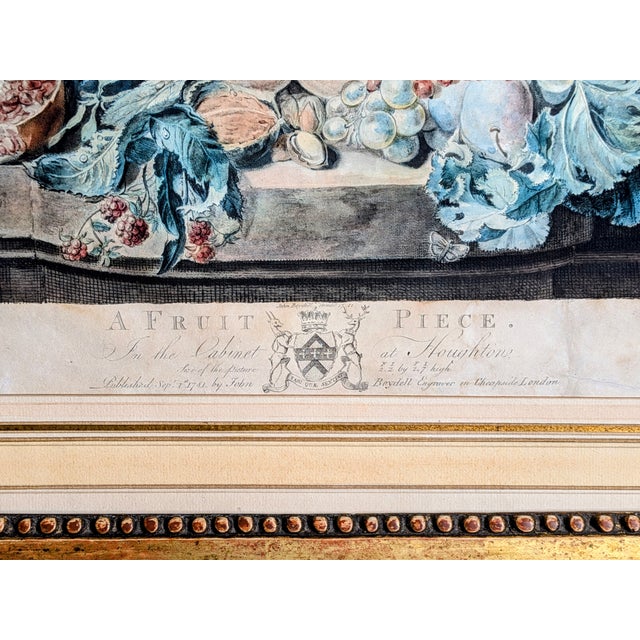 Jan Van Huysum, A Flower Piece and a Fruit Piece, London: Richard Earlon and John Boydell, 1778, Watercolors on Mezzotint, Framed, Set of 2 For Sale - Image 12 of 18