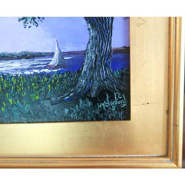 "Night Sail" - Mark Stanford (American B. 1959 - ) - Signed Original Palette Knife Oil Painting For Sale In Miami - Image 6 of 12