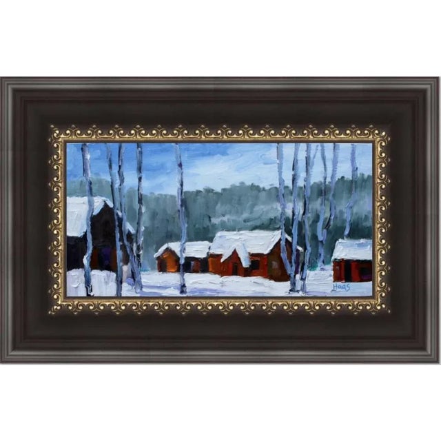 Textile Sorenson's in Winter, Modern Landscape Oil Painting For Sale - Image 7 of 11
