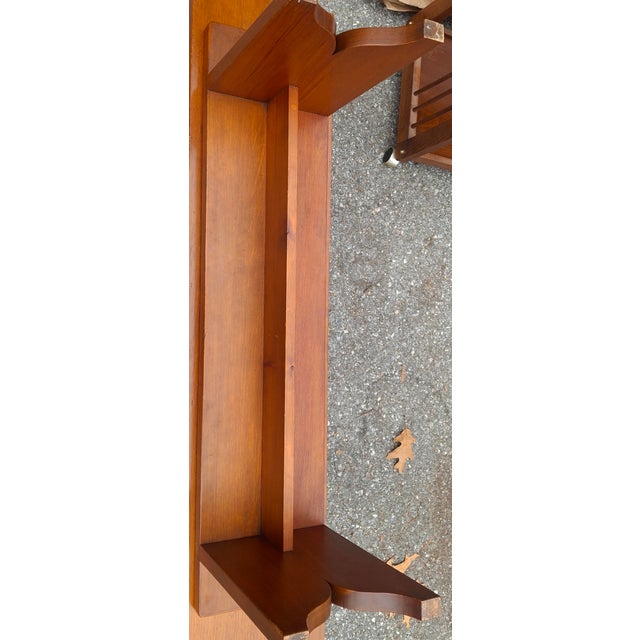 Brown 20th Century Early American Style Stained Fruitwood Bench For Sale - Image 8 of 9