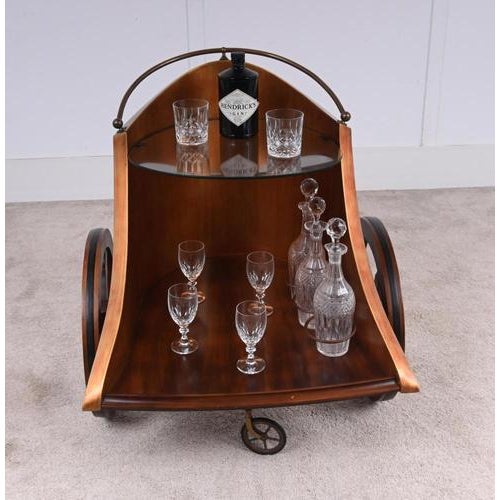 1920s Mahogany Carved Chariot Bar Cart, 1920 For Sale - Image 5 of 13
