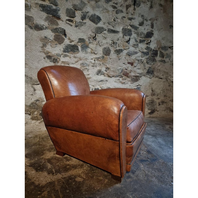 Vintage Leather Club Chair, France, 1940s-1950s For Sale - Image 14 of 18