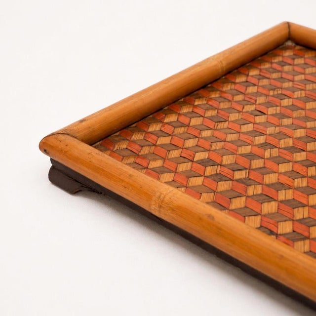 Wood Vintage Chinese Woven Bamboo Tray, 1970s For Sale - Image 7 of 9