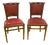 Wooden Chairs with Red Upholstery and Decorative Studs, Set of 2 For Sale