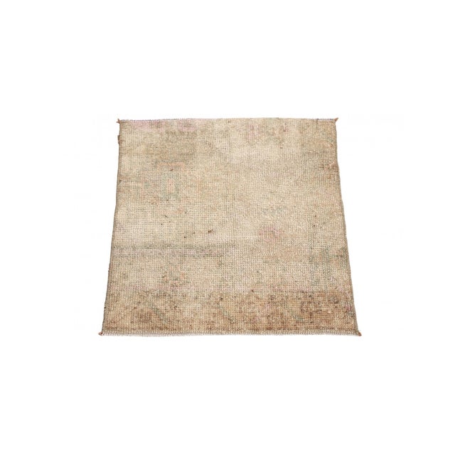 Handknotted Vintage decorative mini wool rug fragment. Approximatelly 45-55 years old. In very good condition. Rare find,...