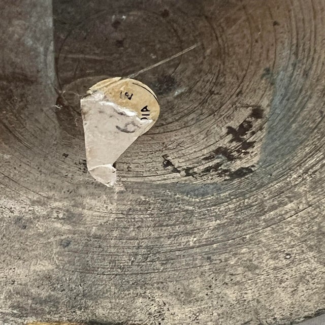 Chinoiserie Chinoiserie Handmade Hammered Metal Vase / Jug With Brass Trim and Knocker Handles For Sale - Image 3 of 6