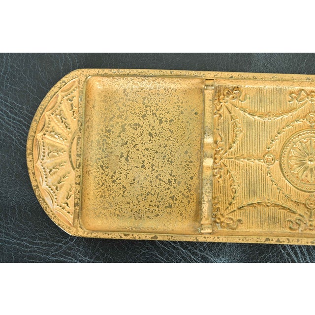 Metal Tiffany Studios New York Adam Pattern Bronze Doré Pen Tray For Sale - Image 7 of 12