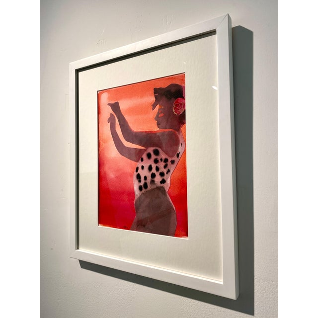 "Salsa" by Patsy McArthur is a contemporary figurative watercolor and ink artwork on paper that captures movement, rhythm,...