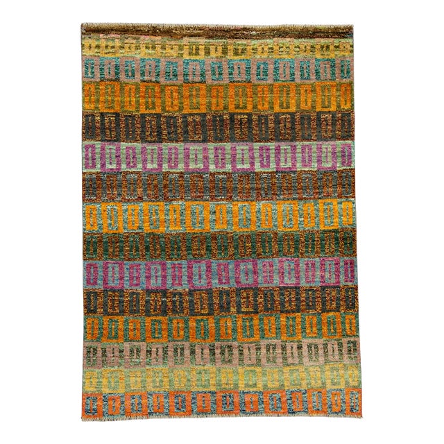 Turkish Modern Handmade Rug 4' x 5'8" #17458 For Sale