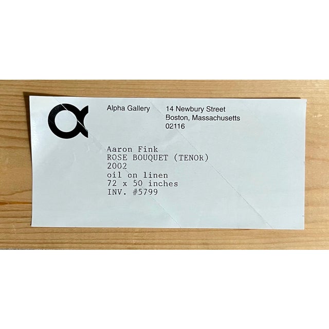 Textile Aaron Fink, Large Modernist Rose Bouquet Oil on Linen Painting Aaron Fink, 2002 For Sale - Image 7 of 15