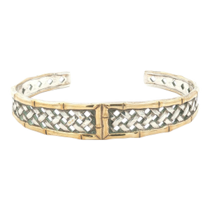 Vintage International Sterling and Gold-Plated Basket Weave Cuff Bracelet